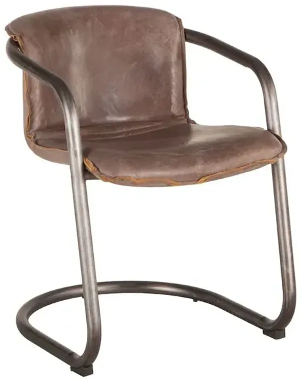 Belen Kox Distressed Jet Brown Leather Dining Chairs, Set of 2, Belen Kox