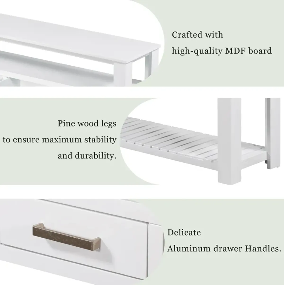 Modern Console Table Sofa Table for Living Room with 4 Drawers and 2 Shelves