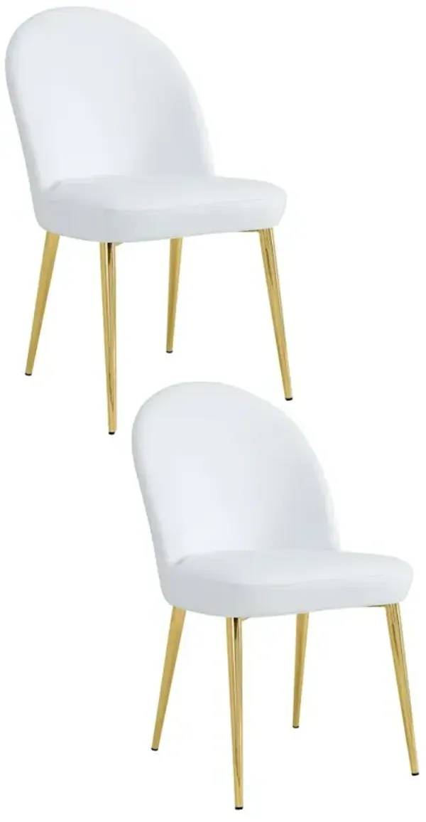 Pangea Home Gold Vera Chair Faux Leather White- Set Of 2