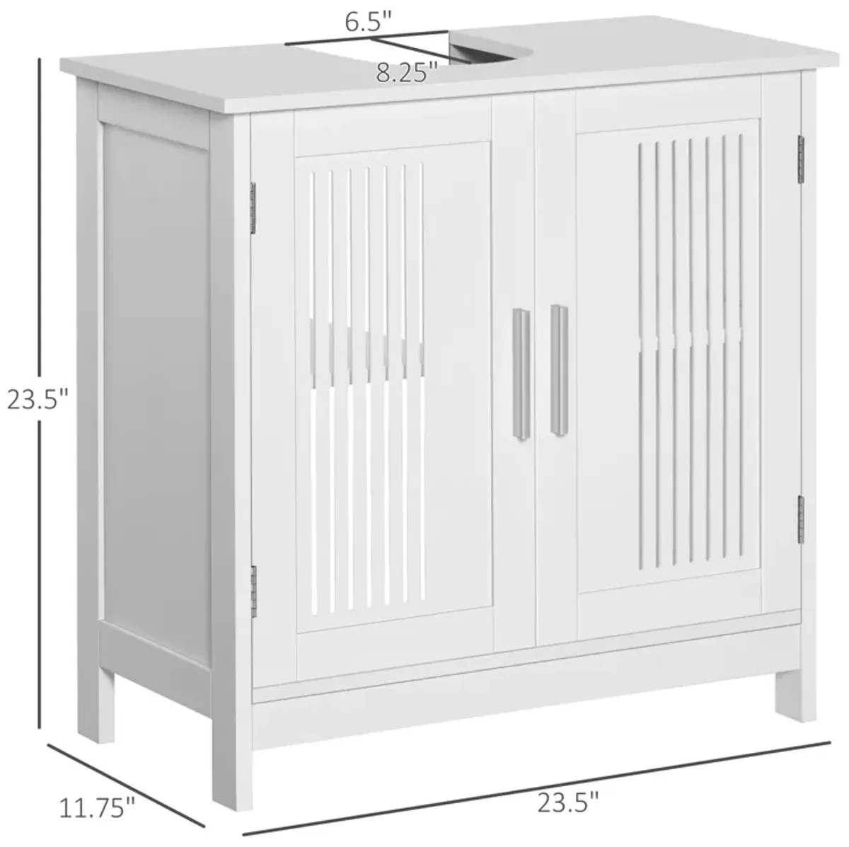 Bathroom Under Sink Cabinet Vanity Unit w/ Adjustable Storage Shelves, White