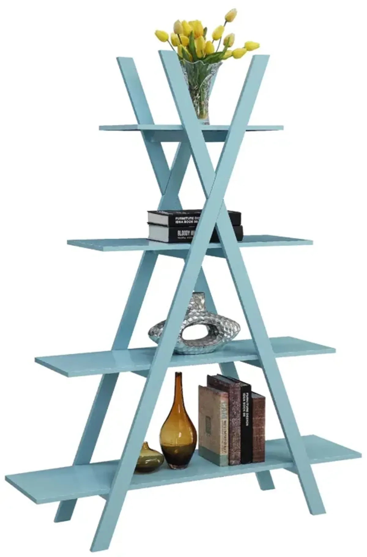 Convenience Concepts Oxford "A" Frame Bookshelf, Sea Foam