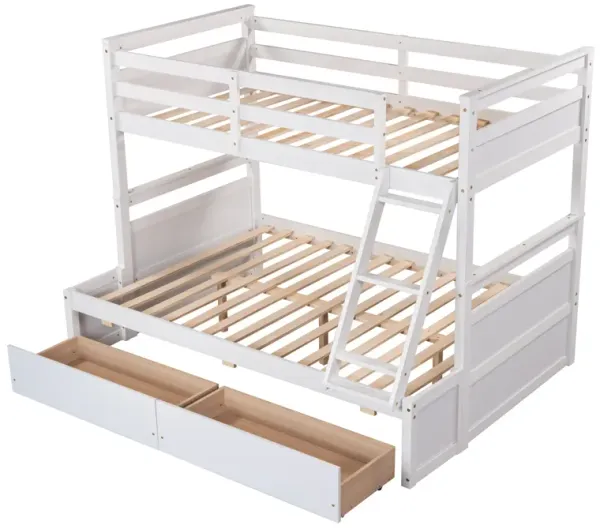 Whisen Twin over Full Bunk Bed with 2-Storage Drawers - White