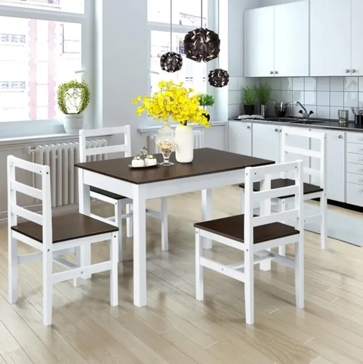 Hivvago 5 Pieces Solid Wood Compact Kitchen Dining Set