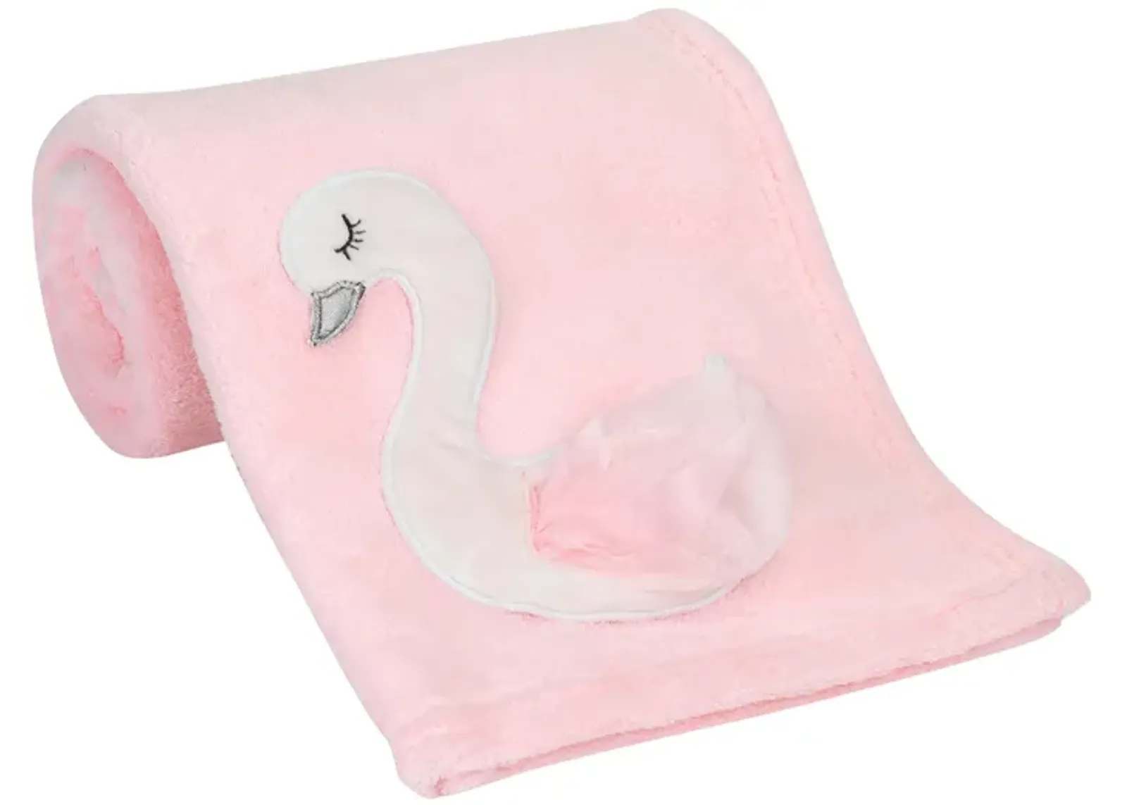 Bedtime Originals Blossom Pink/White Swan Coral Fleece Baby Blanket