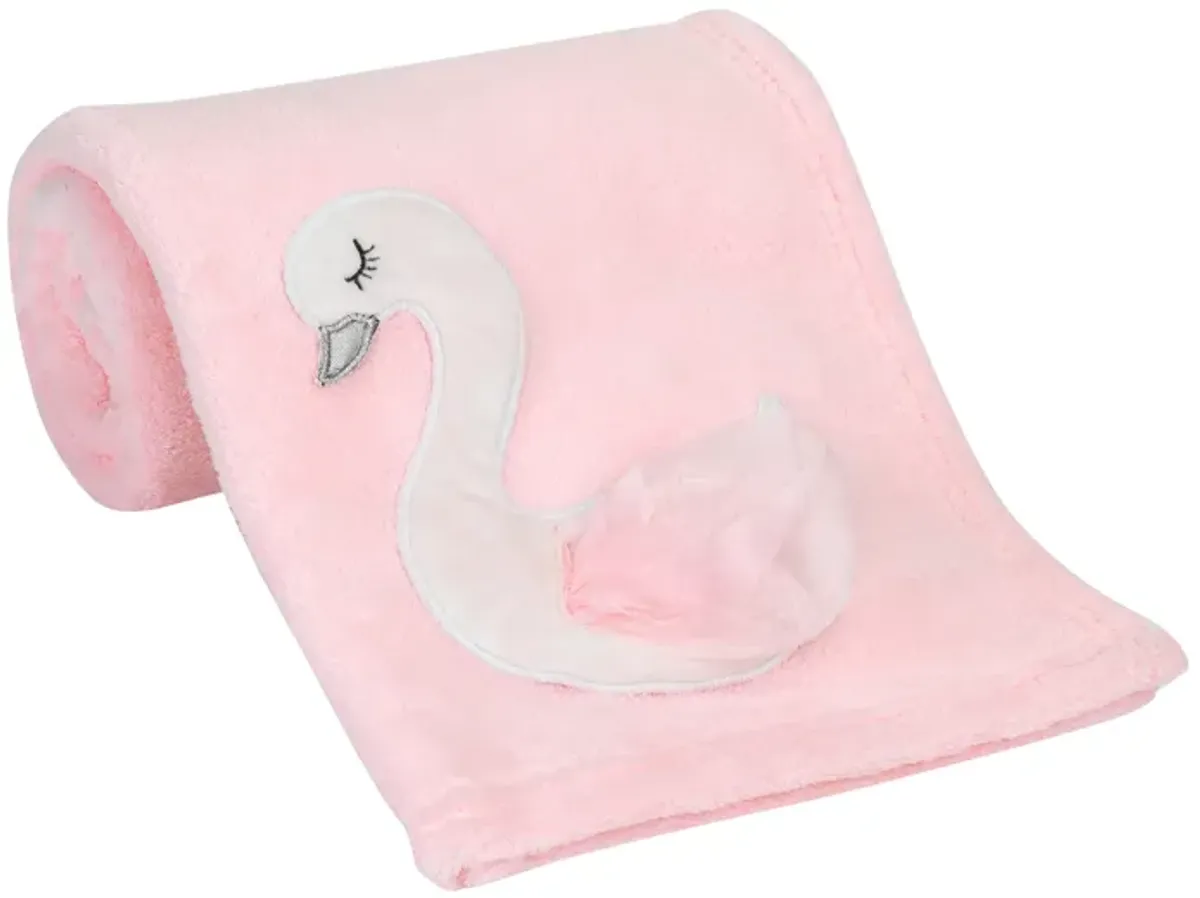 Bedtime Originals Blossom Pink/White Swan Coral Fleece Baby Blanket