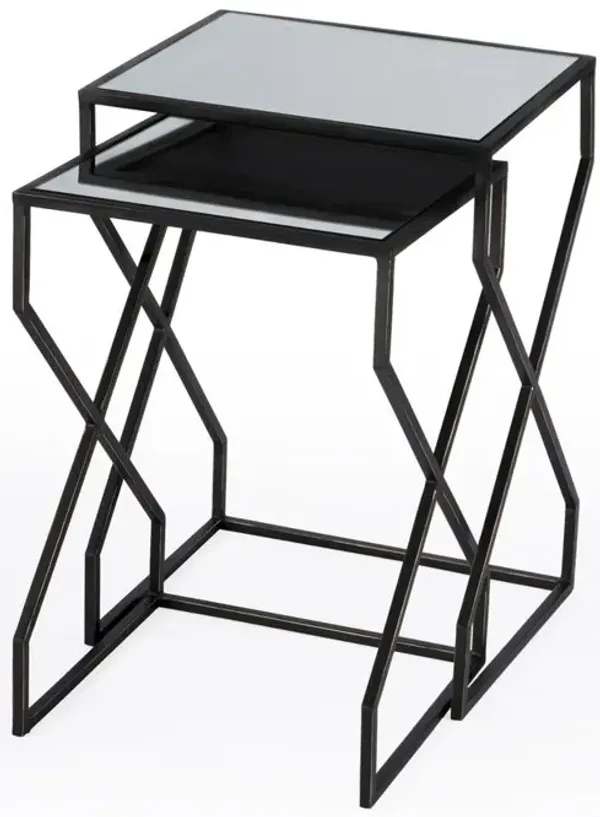 Butler Specialty Demi Modern Mirrored Nesting Tables, Black