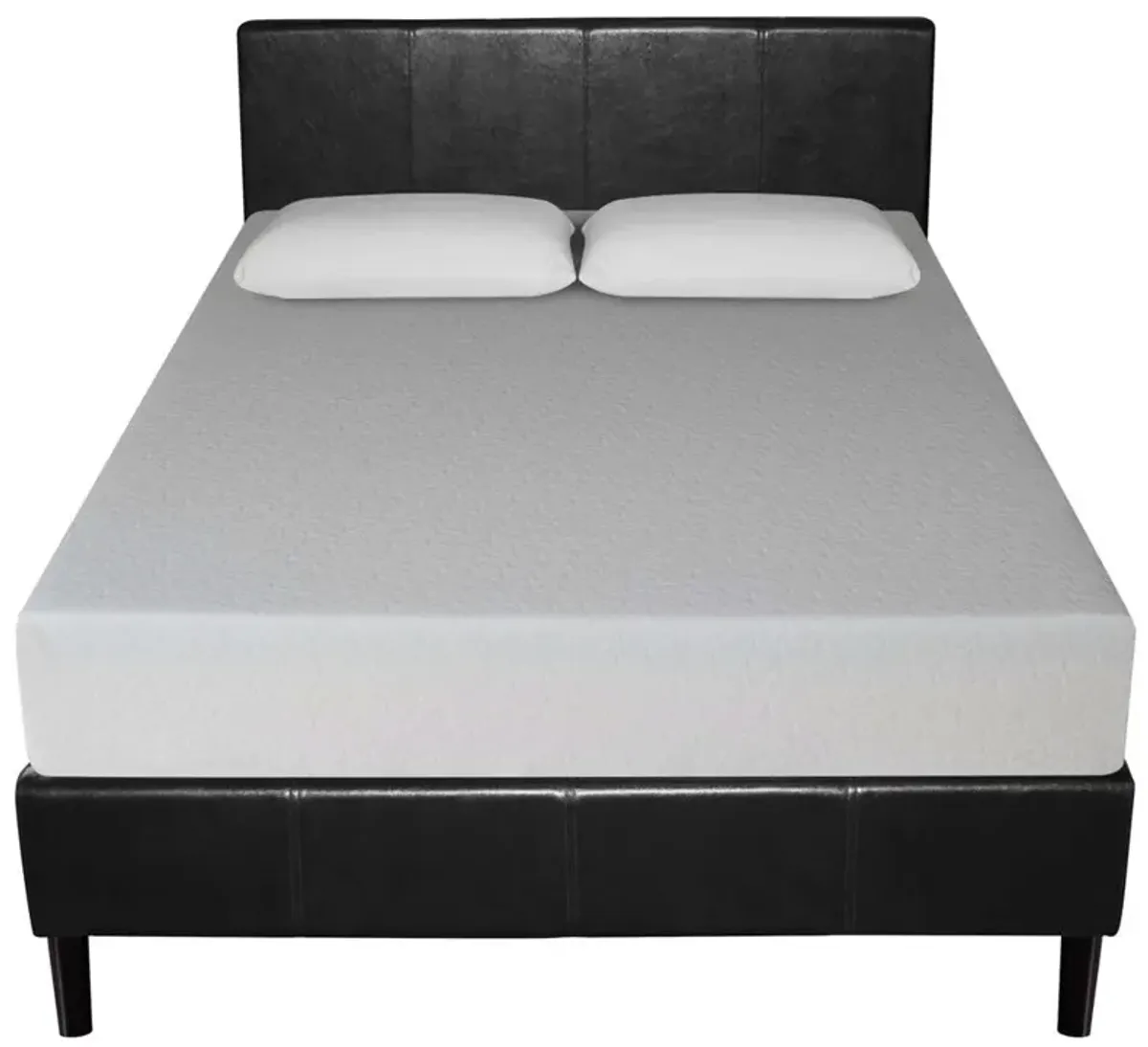 Hivvago Full size Modern Platform Bed with Espresso Faux Leather Headboard