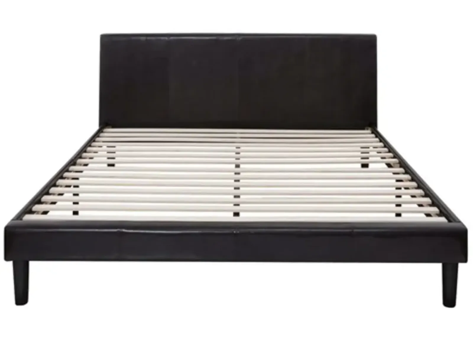 Hivvago Full size Modern Platform Bed with Espresso Faux Leather Headboard