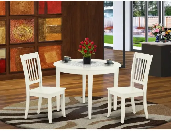 East West Furniture Dining Room Set Linen White, BODA3-LWH-W