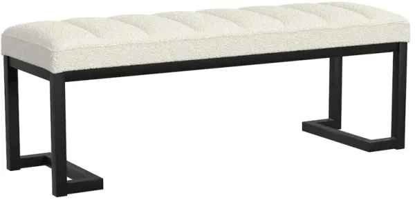 Mesa Boucle Upholstered Tufted Accent Bench Vanilla