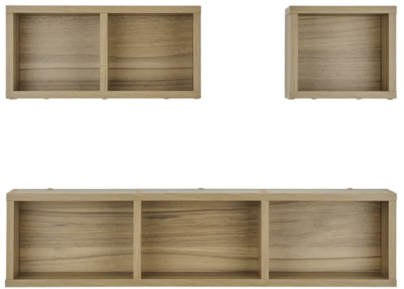 Bauhaus Floating Geometric Modular Cubby Wall Shelves - Set of 3 Sizes