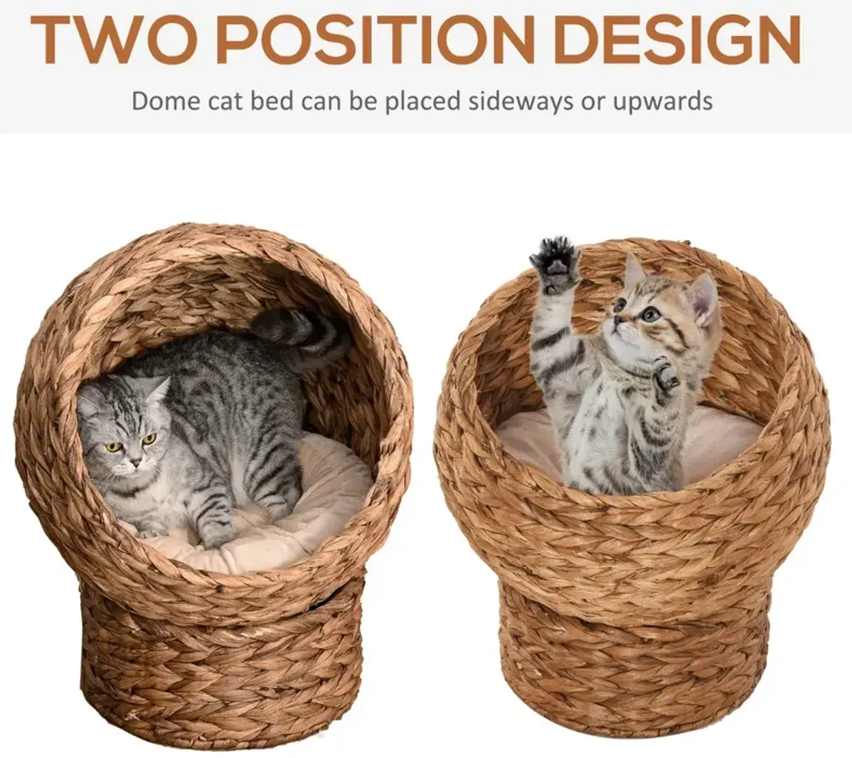 Cozy Cat Cocoon: Brown Wicker Egg-Shaped Elevated Feline Bed