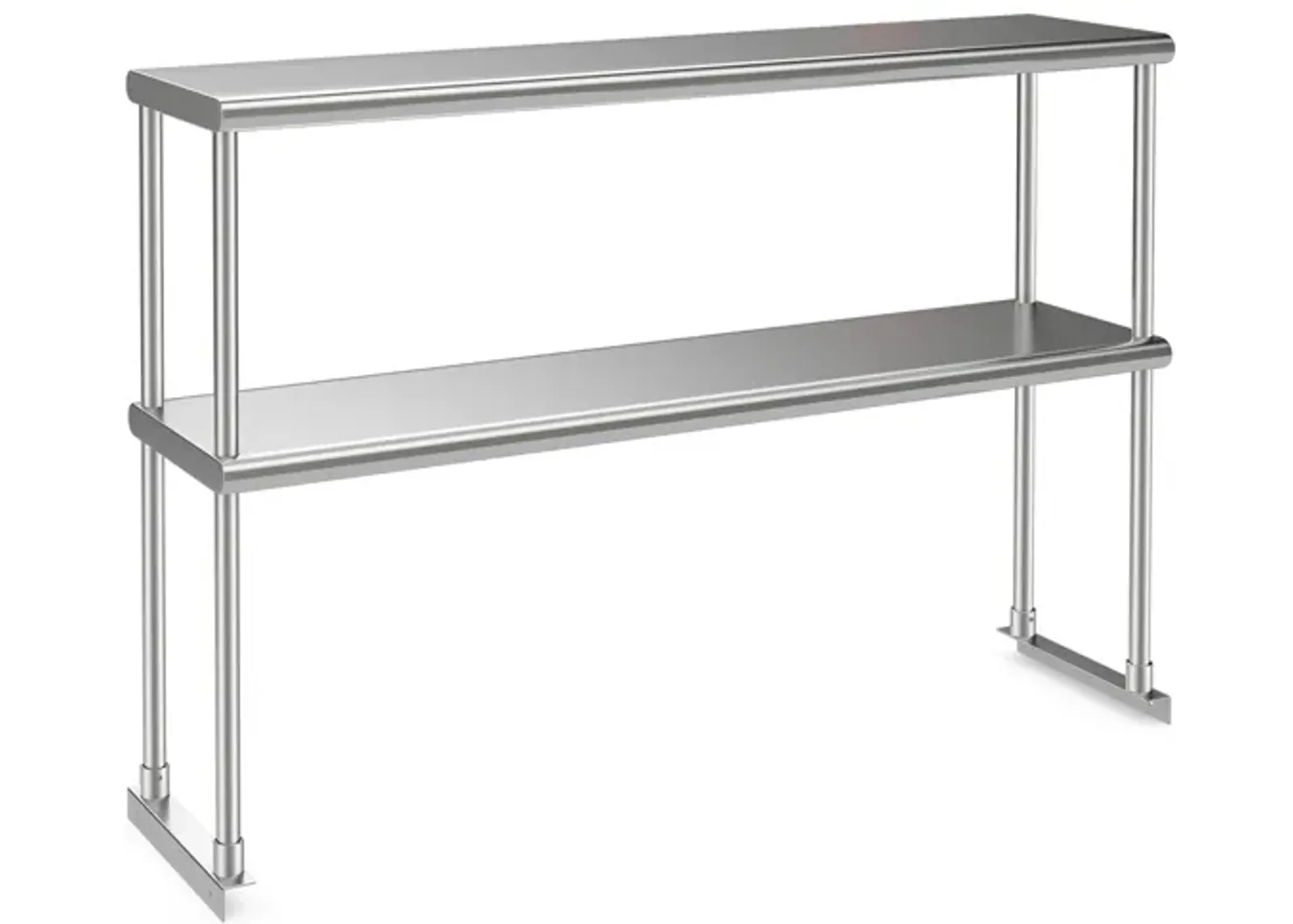 48 x 12 Inch Kitchen Stainless Steel Overshelf with Adjustable Lower Shelf