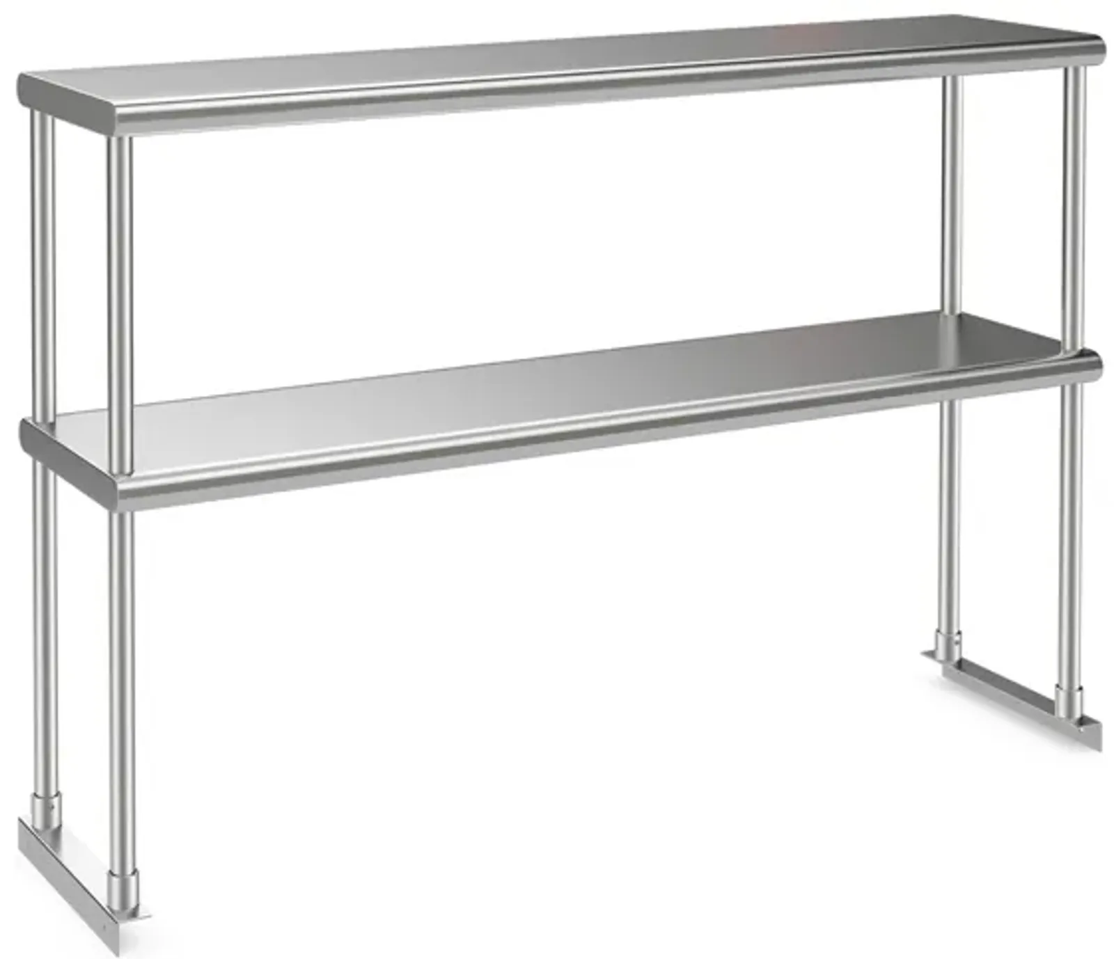 48 x 12 Inch Kitchen Stainless Steel Overshelf with Adjustable Lower Shelf