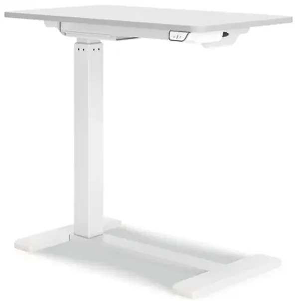 Ario Small Space Standing Sitting Desk, Adjustable Height, White  - Benzara