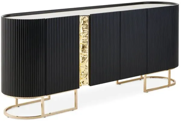 Michael Amini Lisbon Console Table - Silken Matte Black