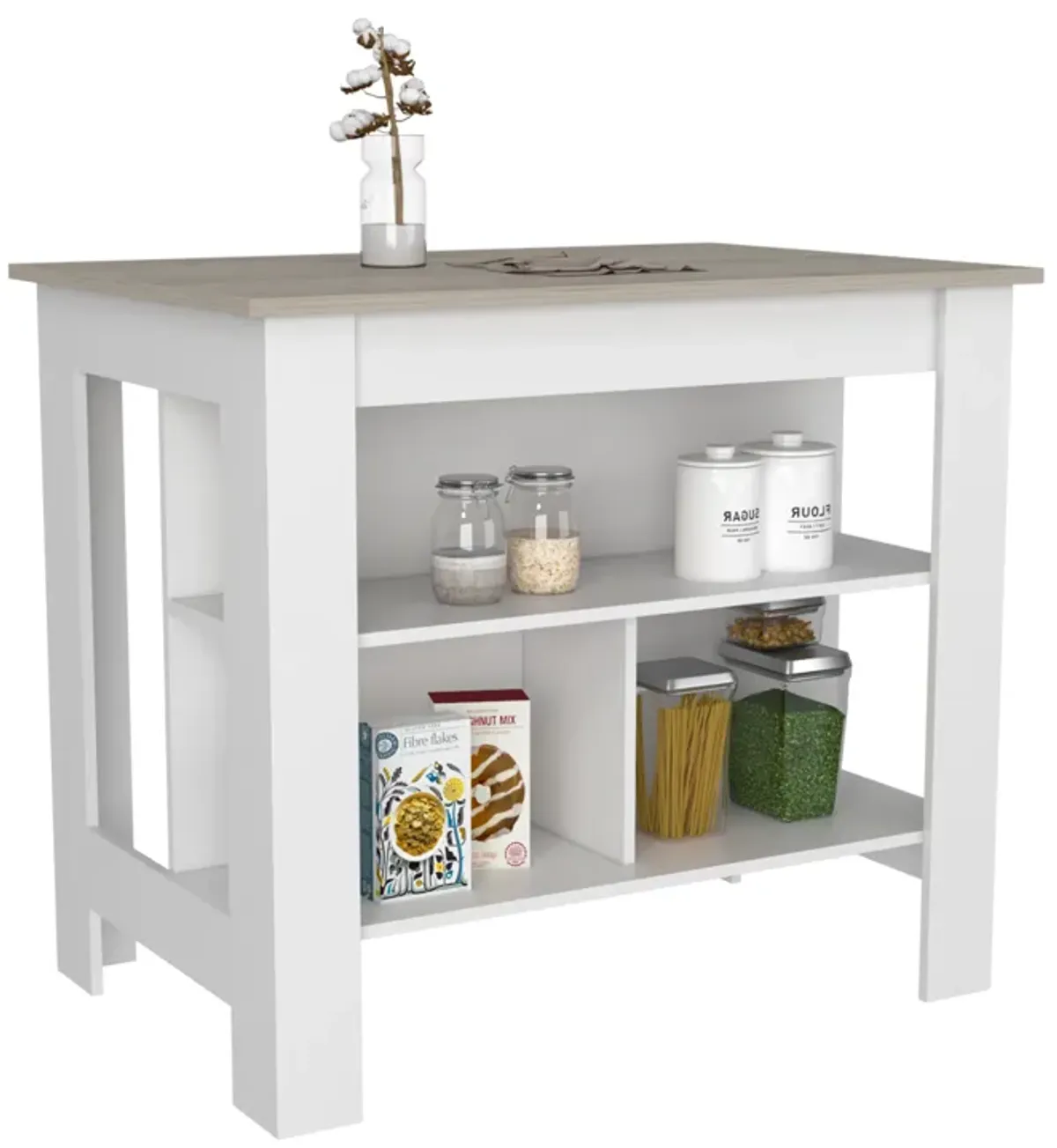 Kitchen Island Antibacterial Dozza, Kitchen, Light Gray / White