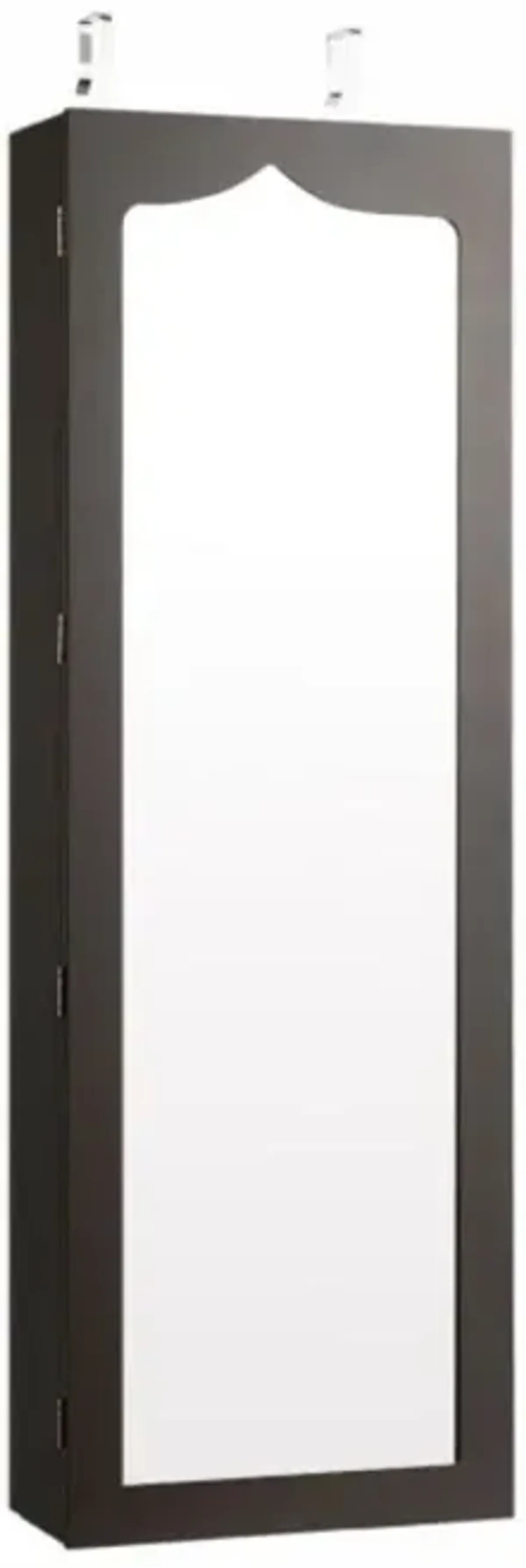 Hivvago Lockable Wall Mount Mirrored Jewelry Cabinet with LED Lights