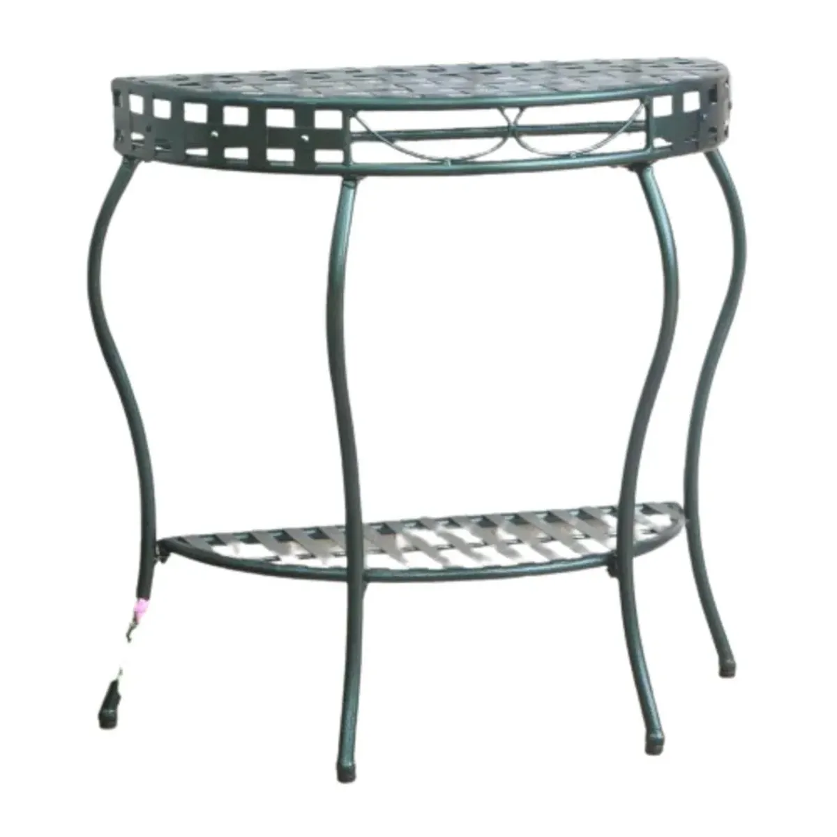 Santa Fe Iron Nailhead 2-Tier Half Moon Table