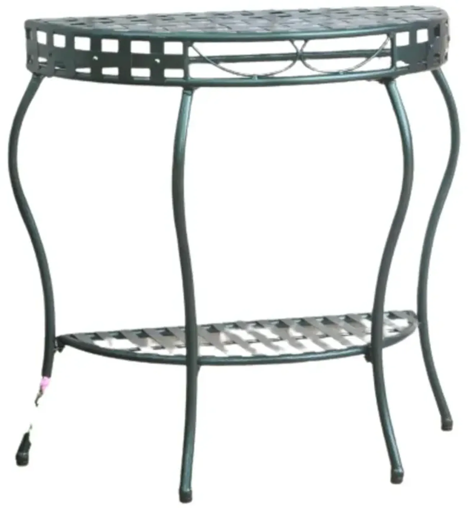 Santa Fe Iron Nailhead 2-Tier Half Moon Table