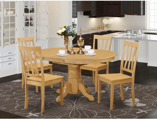 East West Furniture 5  Pc  Dining  room  set-Oval  dinette  Table  with  Leaf  and  4  Dining  Chairs