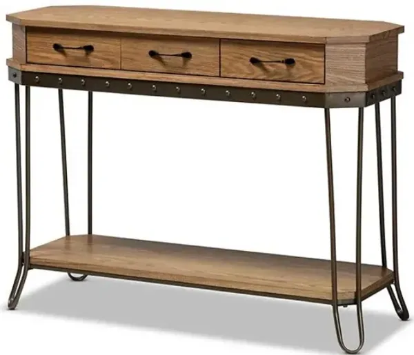 Black Finished Metal 3-Drawer Console Table
