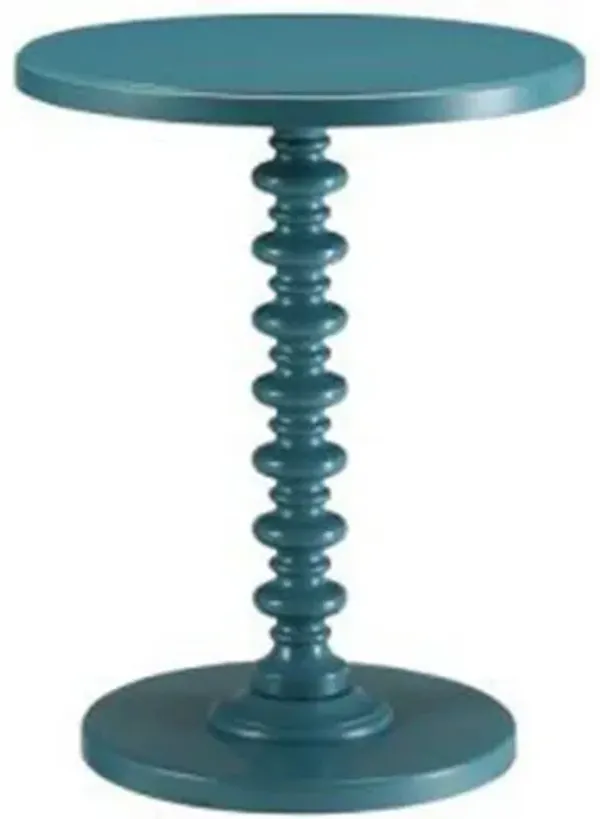 Astonishing Side Table With Round Top, Teal Blue-Benzara