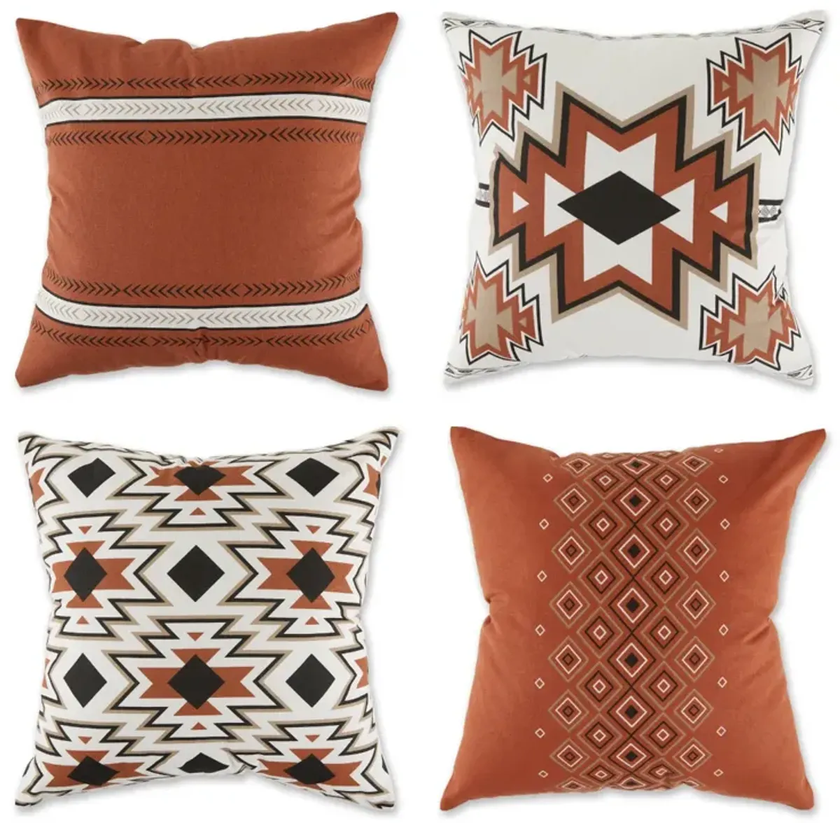Set of 4 Clay Brown Aztec Throw Pillow Covers 18"