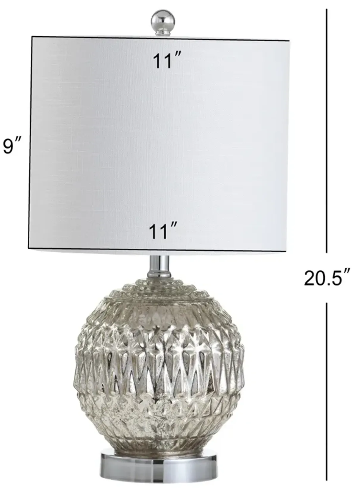 Krister 20.5" Glass/Metal LED Table Lamp, Silver/Ivory