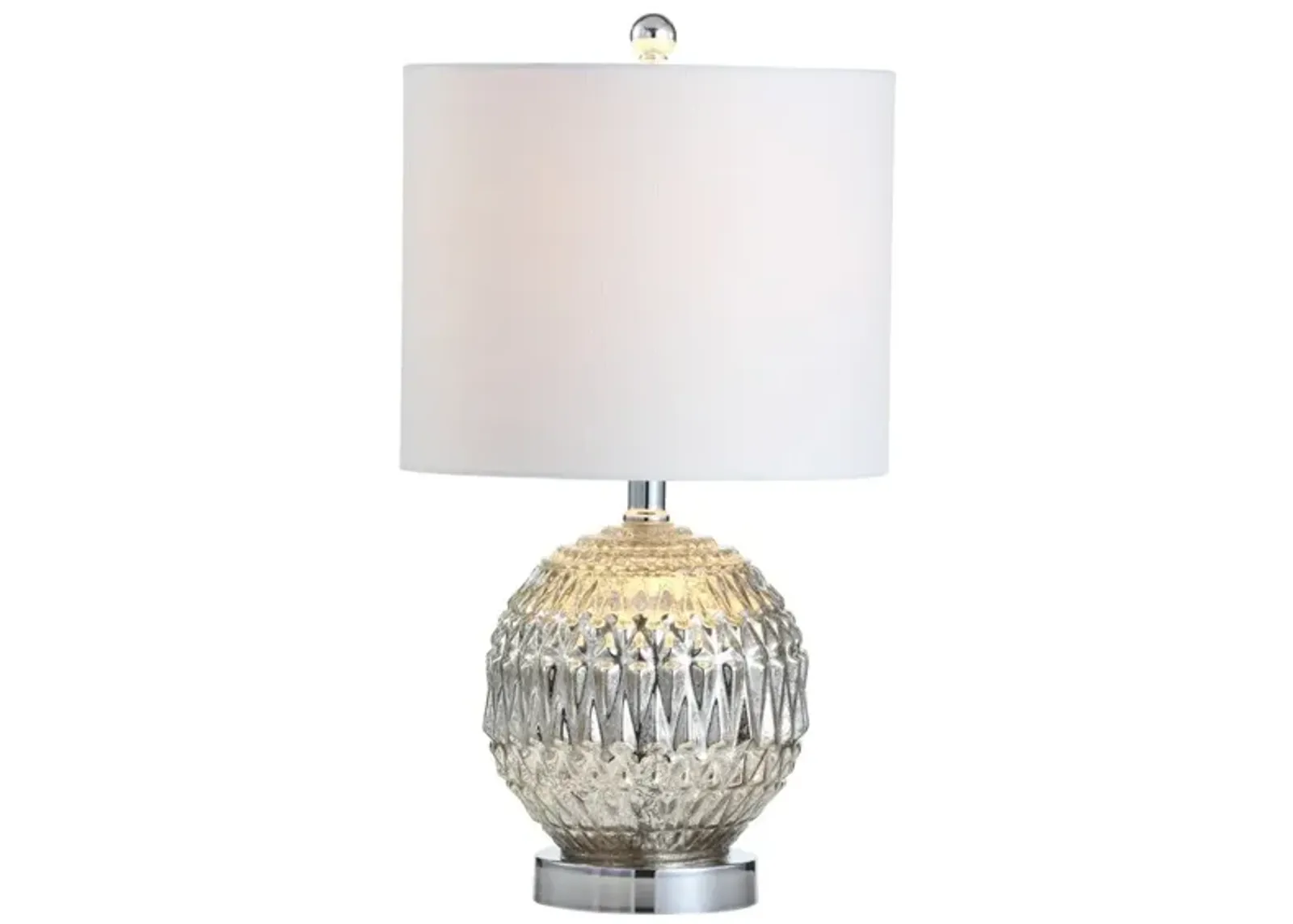 Krister 20.5" Glass/Metal LED Table Lamp, Silver/Ivory