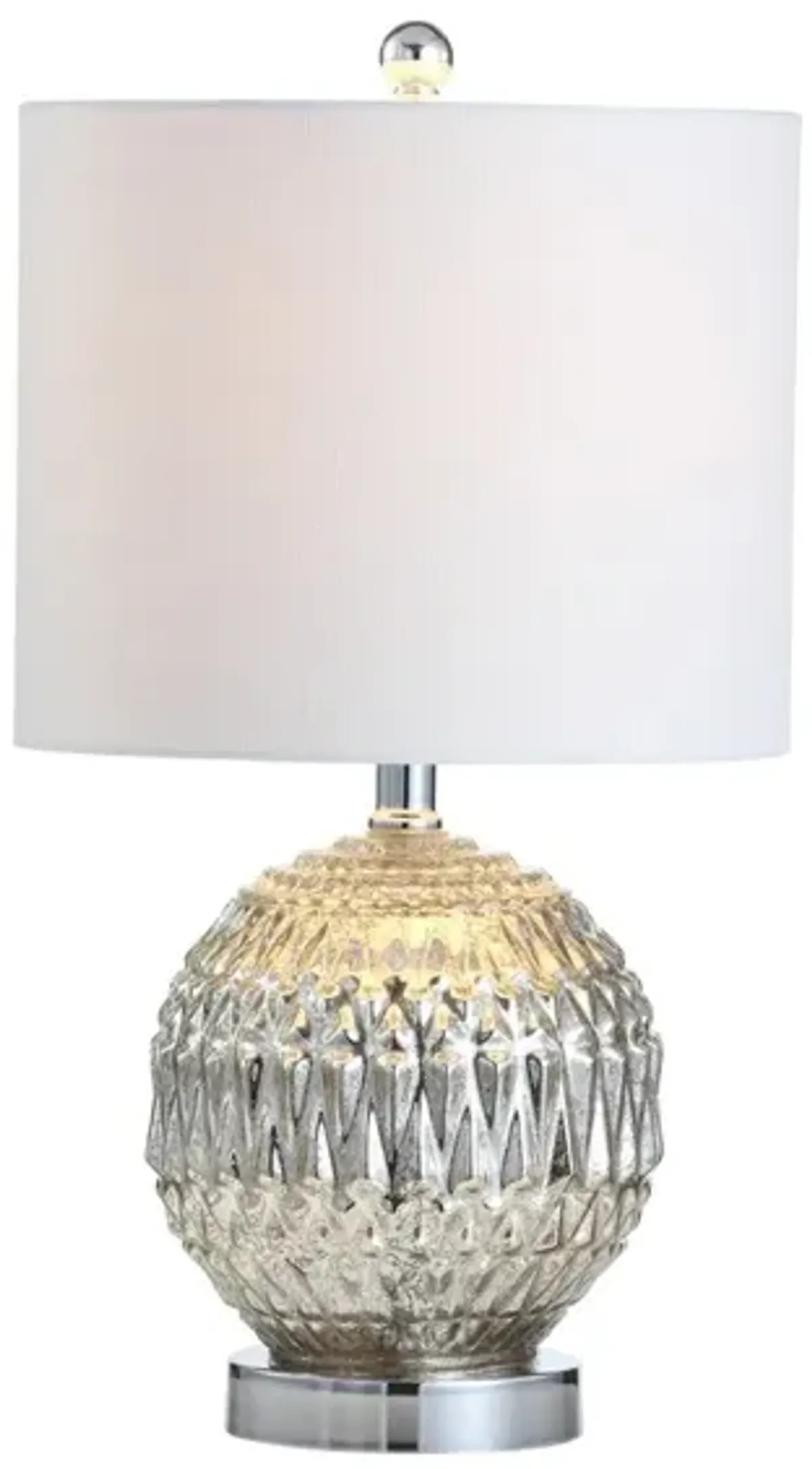 Krister 20.5" Glass/Metal LED Table Lamp, Silver/Ivory