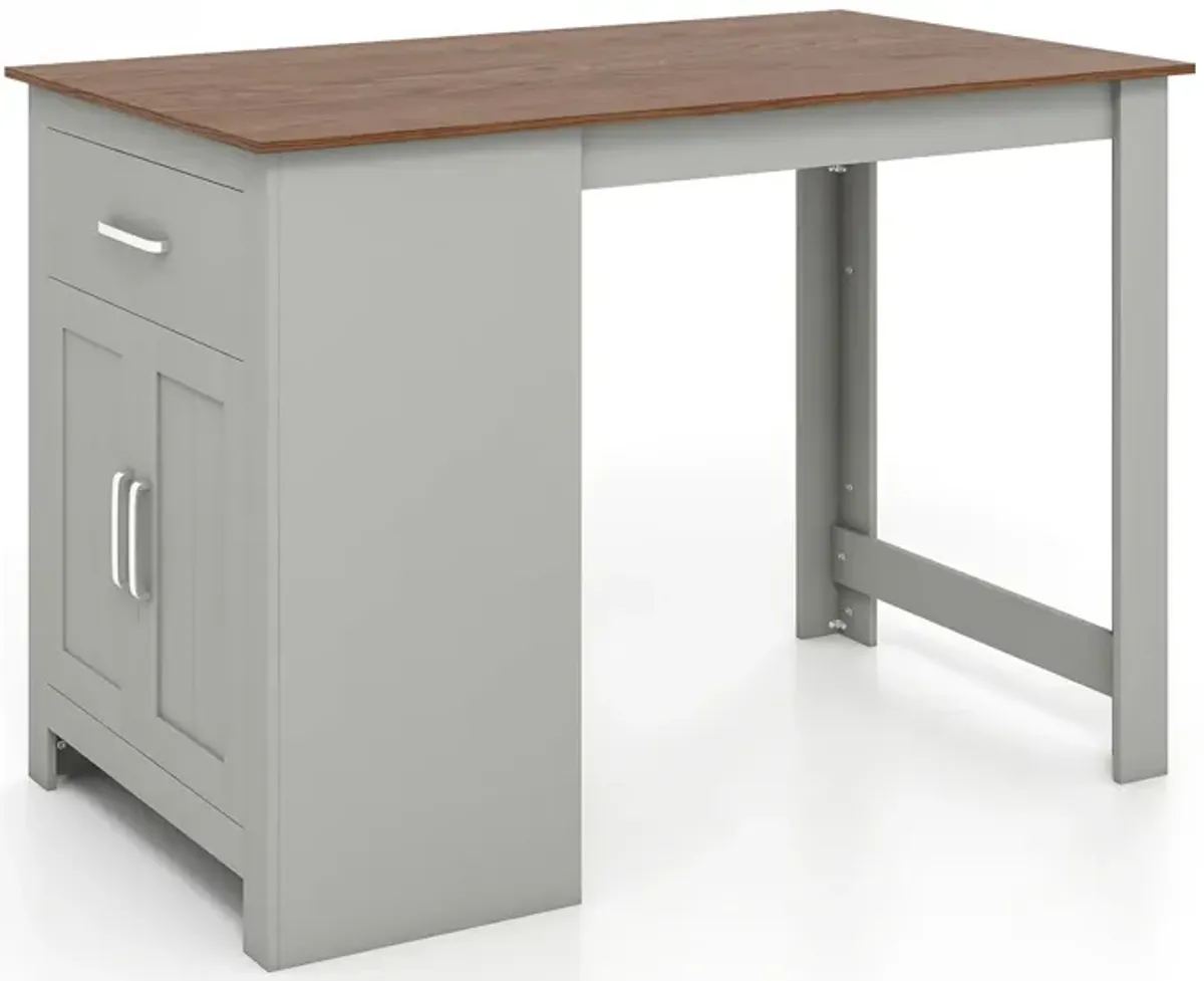 Counter Height Bar Table with Storage Cabinet and Drawer