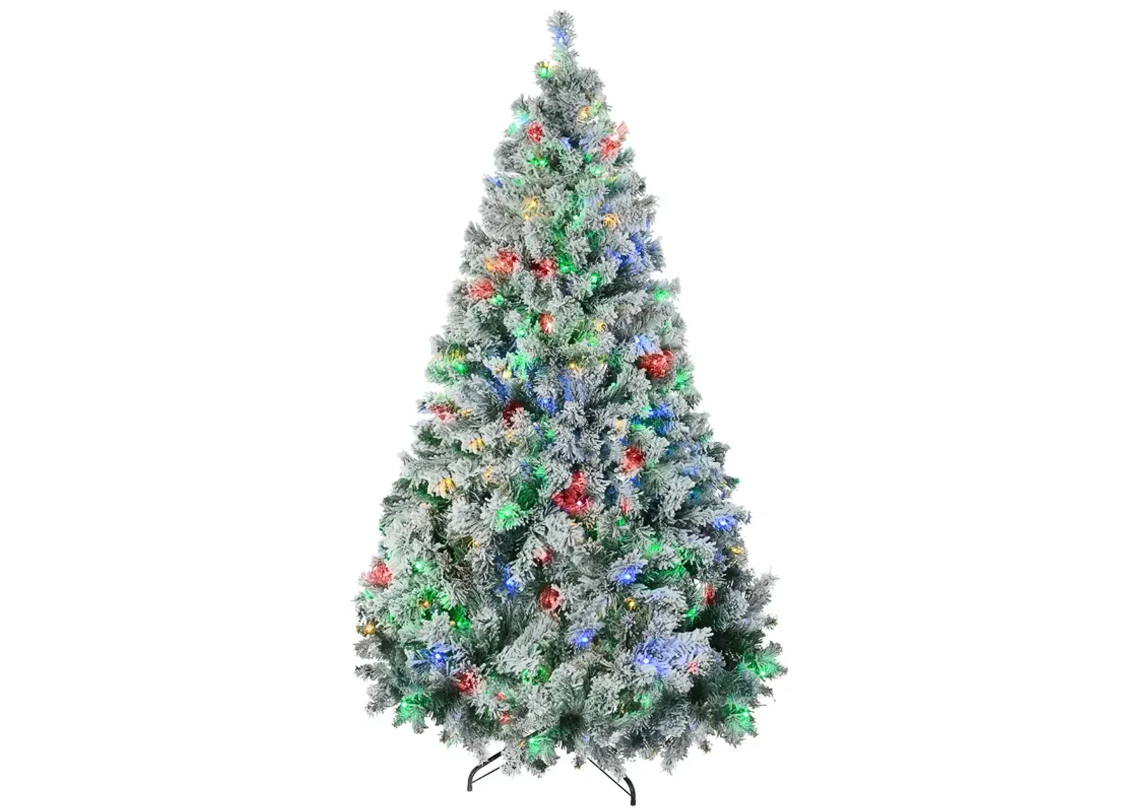 7.5ft Prelit Pencil Artificial Christmas Tree with Snow Flocked Branches Lights