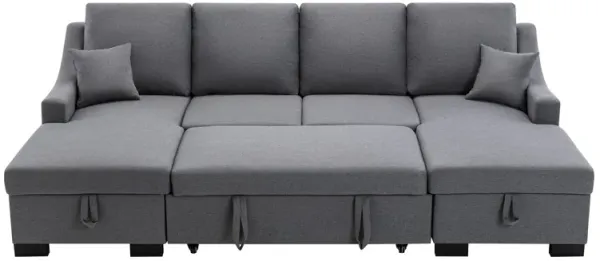 Merax  Sleeper Sectional Sofa with Double Storage