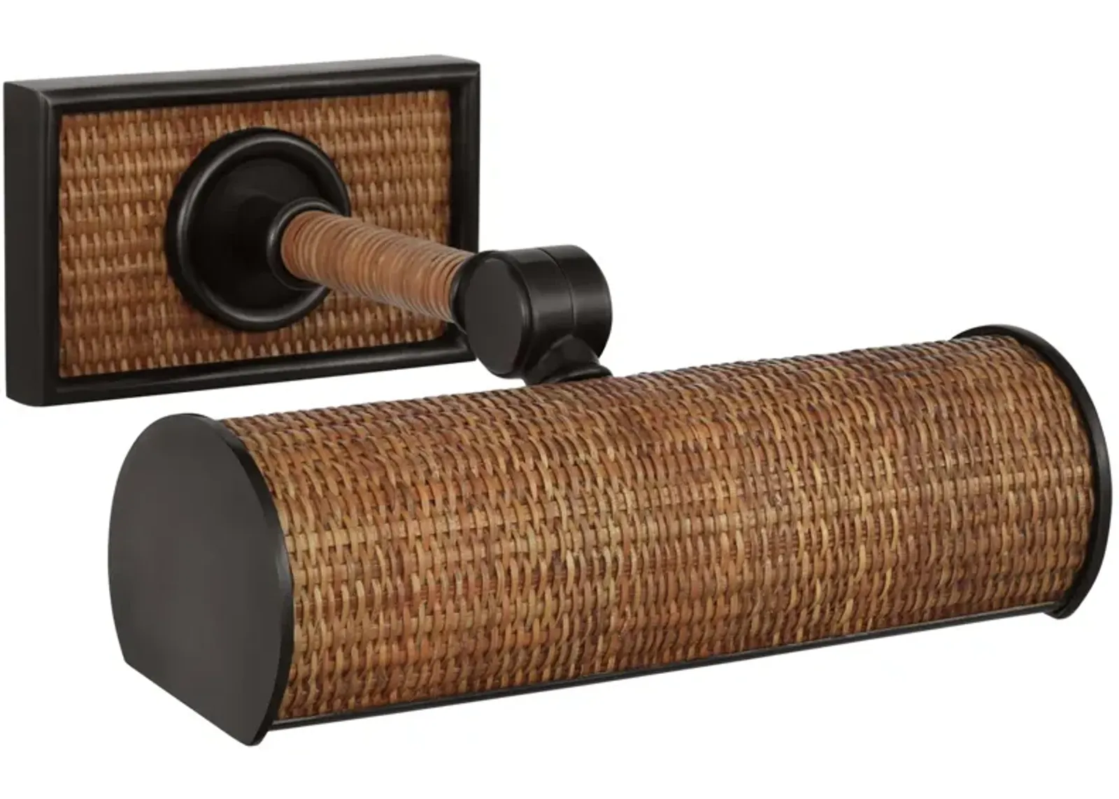 Halwell 8" Picture Light in Bronze and Natural Woven Rattan