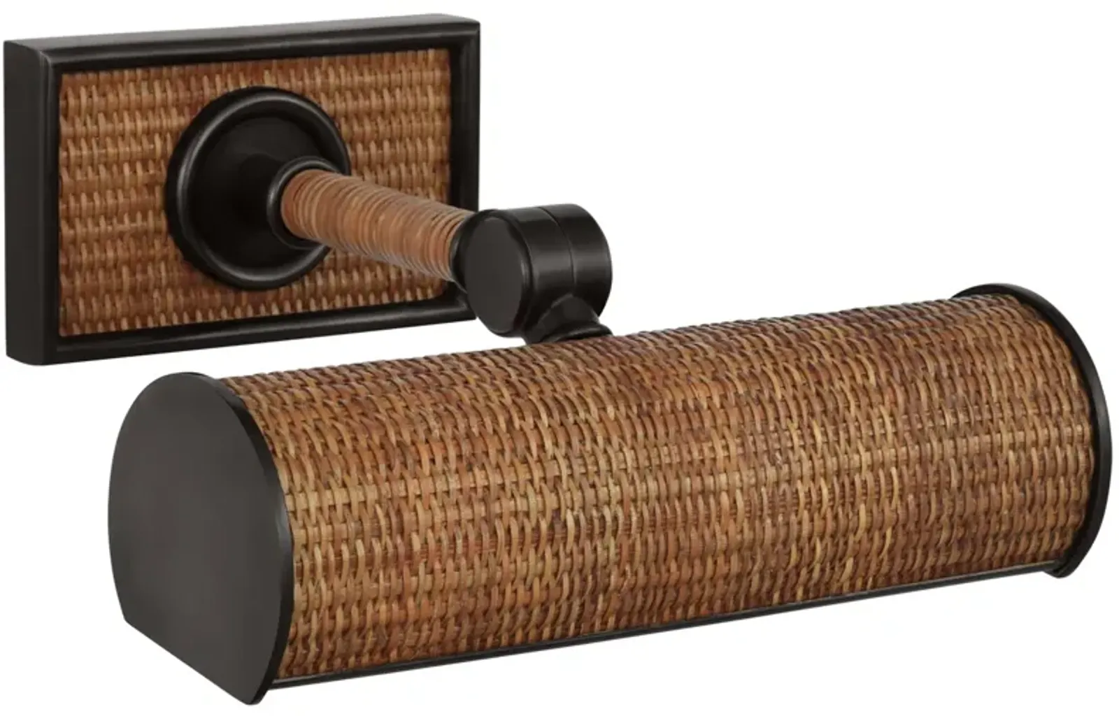 Halwell 8" Picture Light in Bronze and Natural Woven Rattan