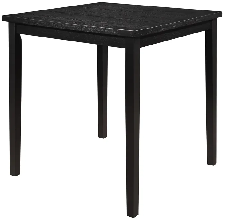 Rina 36 Inch Counter Height Table, 4 Seater Square Top, Black Solid Wood - Benzara