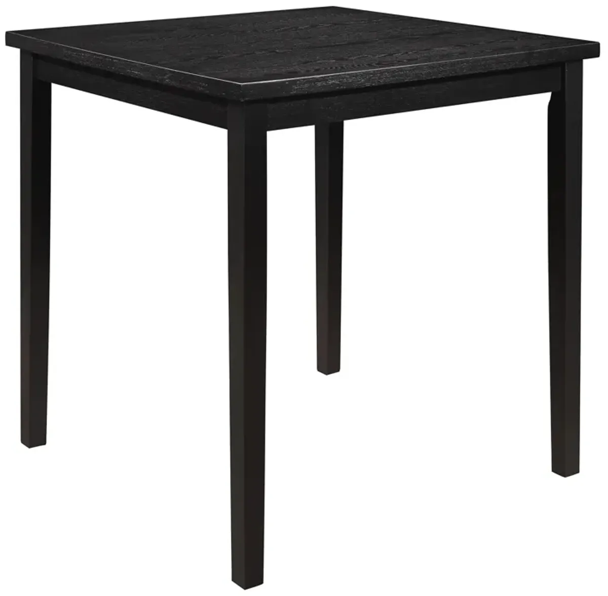 Rina 36 Inch Counter Height Table, 4 Seater Square Top, Black Solid Wood - Benzara