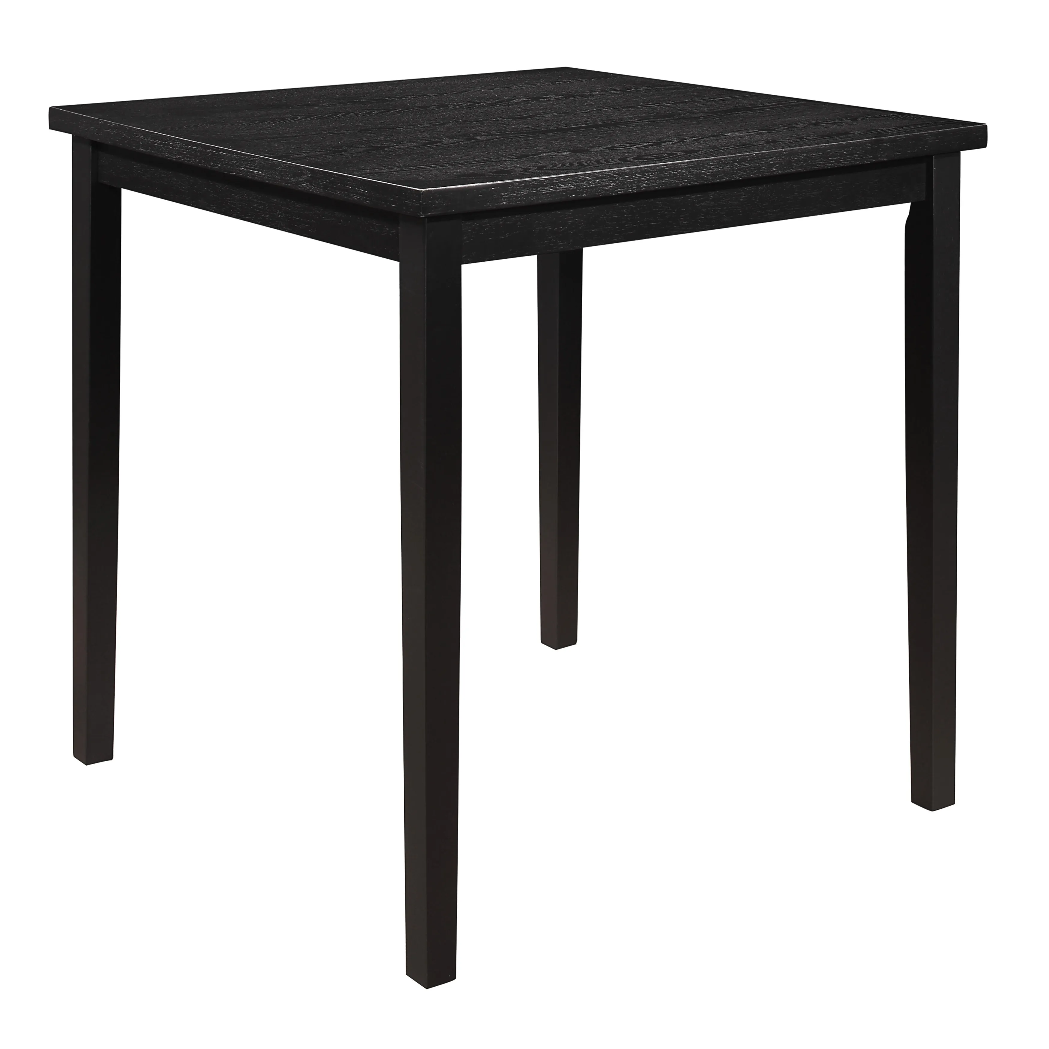 Rina 36 Inch Counter Height Table, 4 Seater Square Top, Black Solid Wood - Benzara