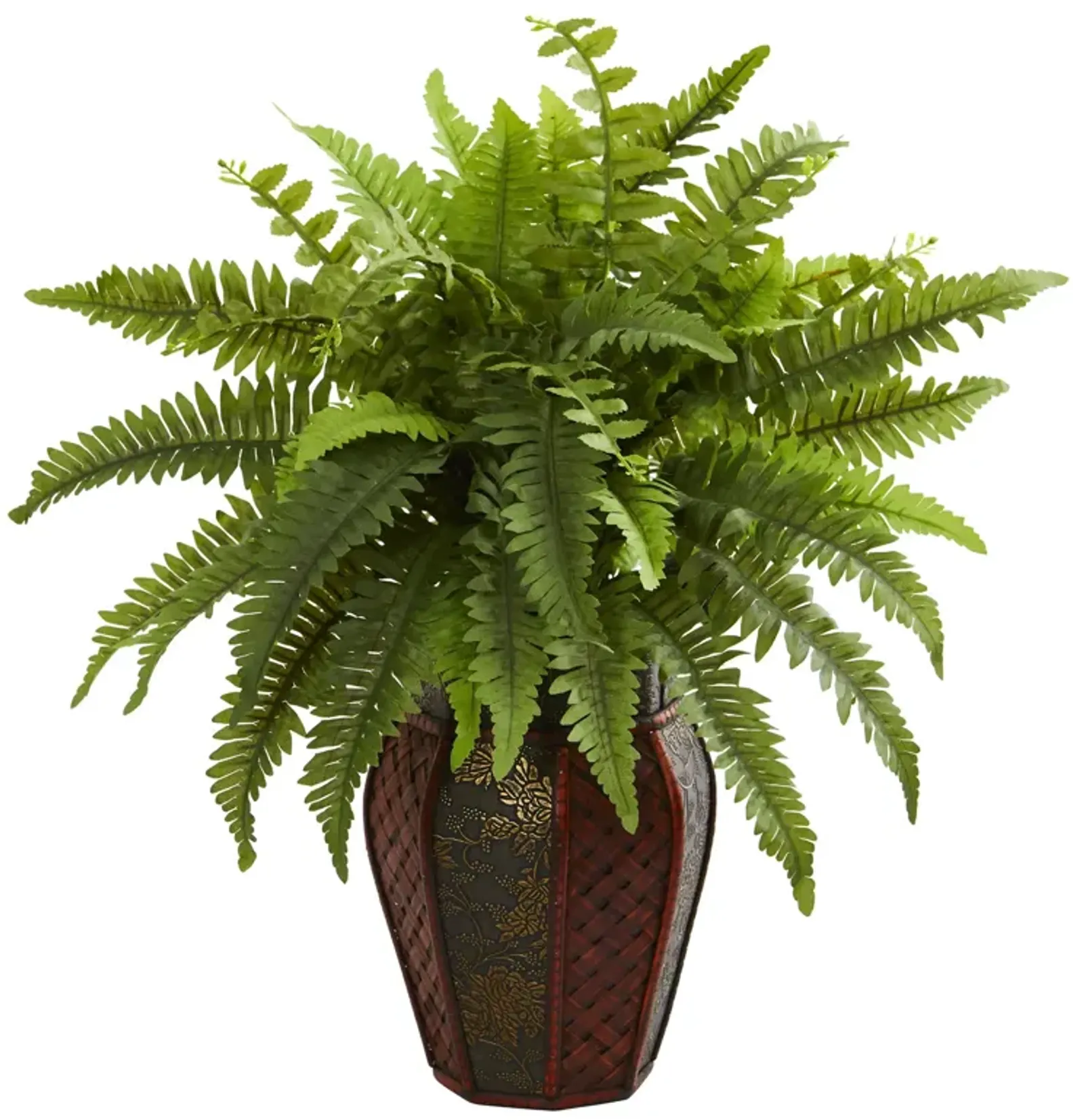 Hivvago Boston Fern Artificial Plant in Decorative Planter