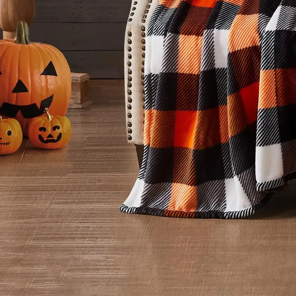 RT Designer's Collection Harvest Candy Corn Plaid Printed Flannel Throw Blanket 50" x 70" Multicolor