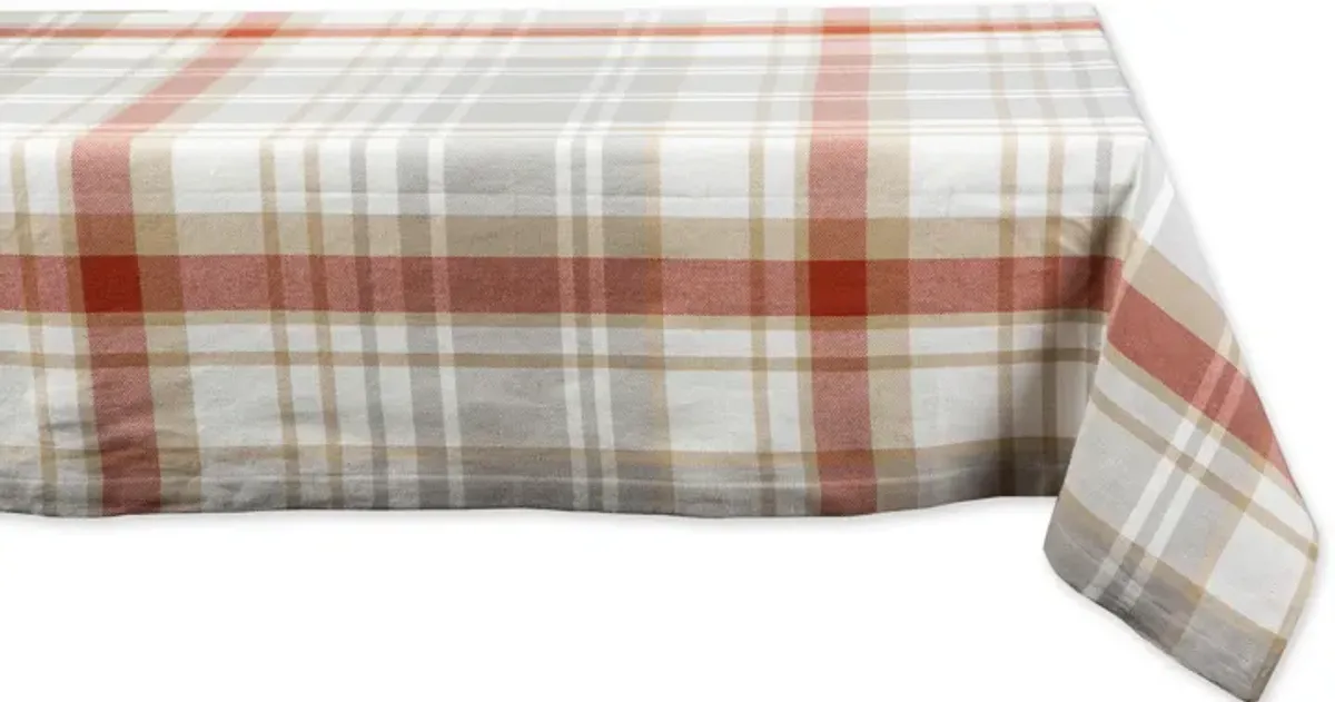 60" x 84" Red and White Plaid Decorative Table Cloth