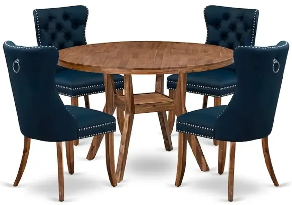 5-Piece Mid Century Kitchen Set In Navy Blue Color