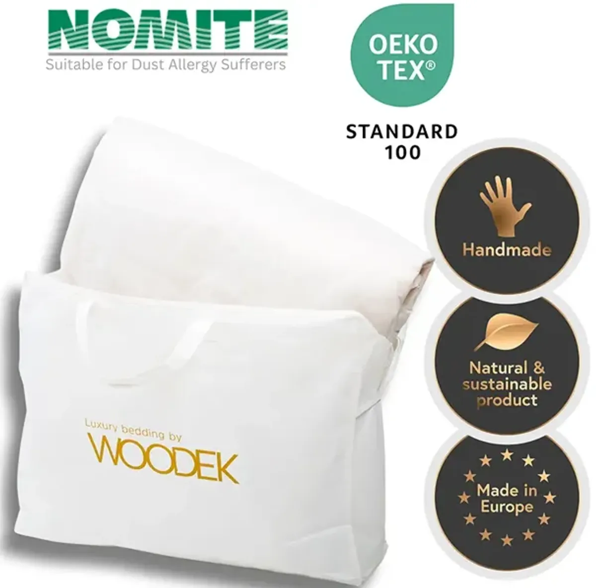 Woodek Luxury European Down and Feather UltraClean Lightweight Comforter, 100% Cotton, King size 90x96 Inches