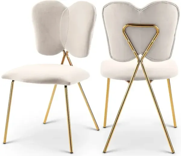 Meridian Furniture Angel Cream Velvet Dining Chair, Set of 2
