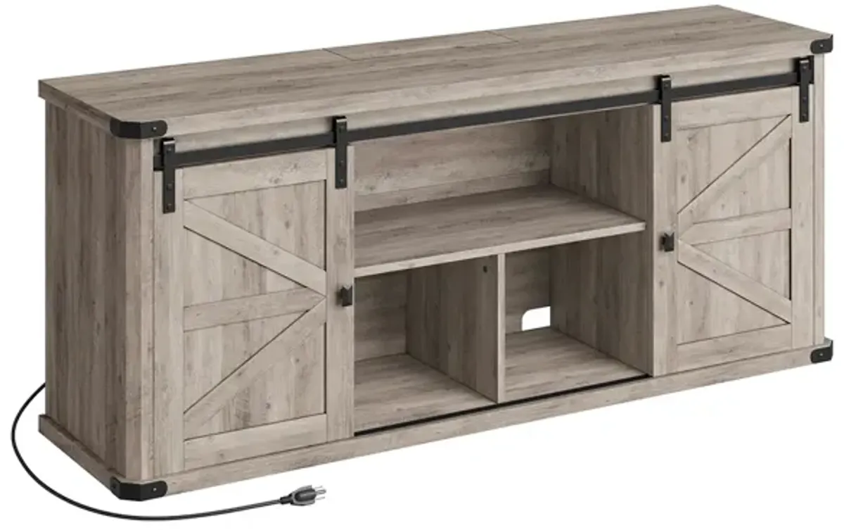 TV Stand for TVs up to 65 Inches, Farmhouse Entertainment Center with Sliding Barn Doors