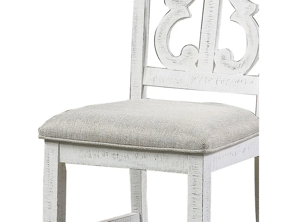 Open Scroll Back Wooden Side Chair with Padded Seat, Set of 2, White - Benzara