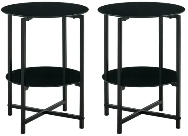 Hivvago 2 pcs Modern Designed Tempered Glass Round  and End Table
