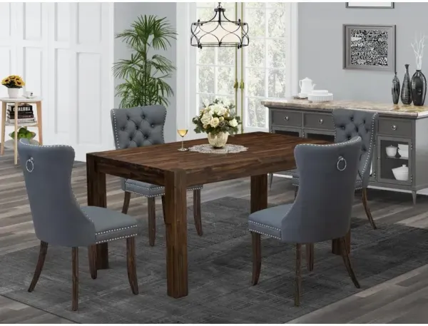 East West Furniture 5 Piece Dining Room Set Contains a Rectangle Rustic Wood Table and 4 Chairs