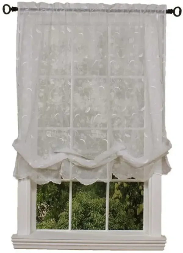 Commonwealth Habitat Hathaway Scroll Motif Embroidery Balloon Curtain - 54x63" - White